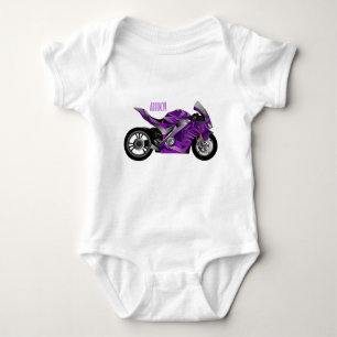 Purple sports motorcycle cartoon  baby bodysuit