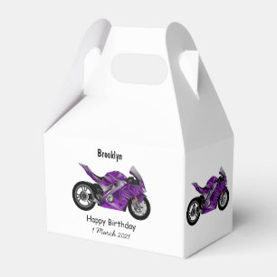 Purple sports motorcycle cartoon favour box