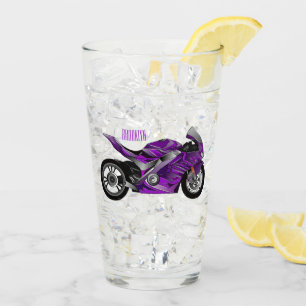 Purple sports motorcycle cartoon glass