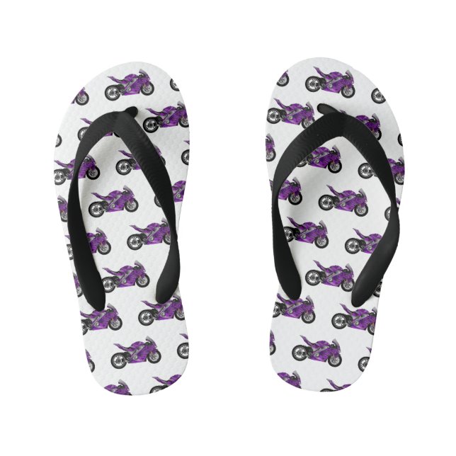 Purple sports motorcycle cartoon kid's jandals (Footbed)