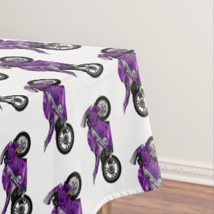 Purple sports motorcycle cartoon  tablecloth
