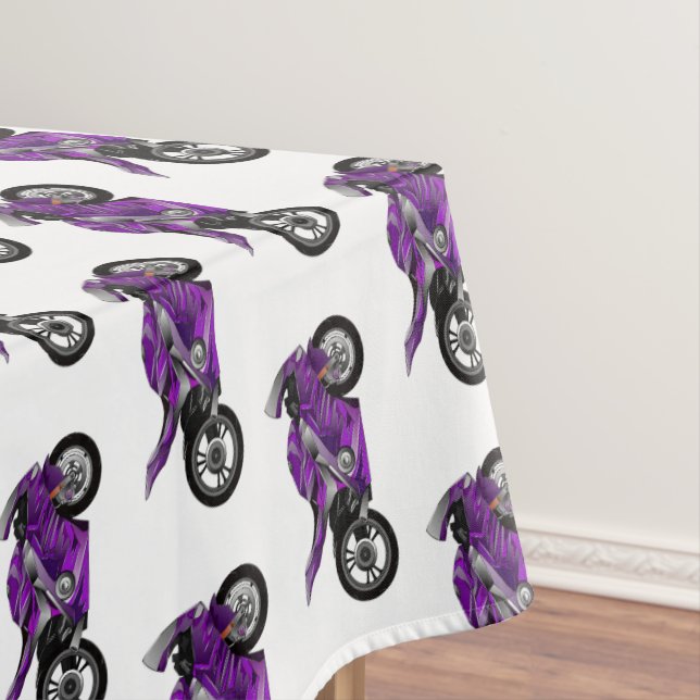 Purple sports motorcycle cartoon  tablecloth (In Situ)