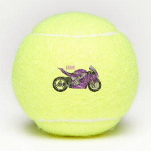 Purple sports motorcycle cartoon tennis balls