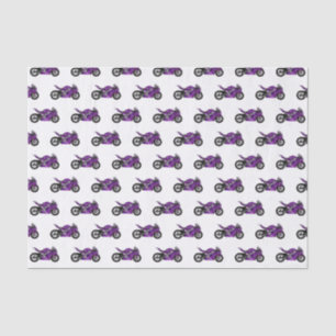Purple sports motorcycle cartoon  tissue paper