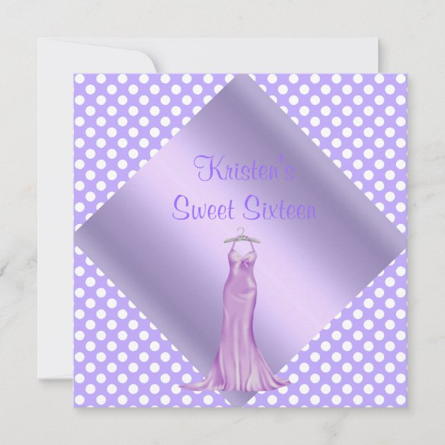 PURPLE SPOT SWEET SIXTEEN PARTY INVITATION (Front)
