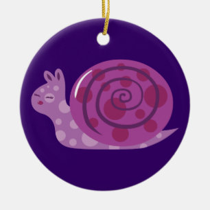 Purple Spotted Snail Ceramic Tree Decoration