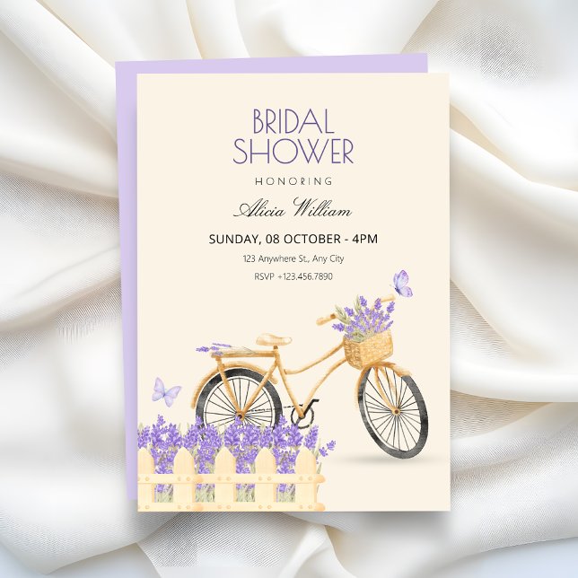 Purple spring bridal shower invitation (Creator Uploaded)