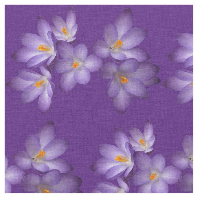 Purple Spring Crocus Flower Fabric (Close Up)