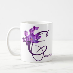 Purple spring floral Elizabeth name monogram cute Coffee Mug
