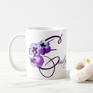 Purple spring floral Elizabeth name monogram cute Coffee Mug