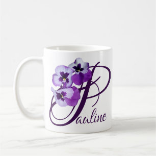 Purple spring floral Elizabeth name monogram cute Coffee Mug