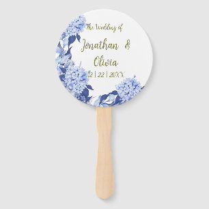 Purple spring floral wedding with sweet shower hand fan