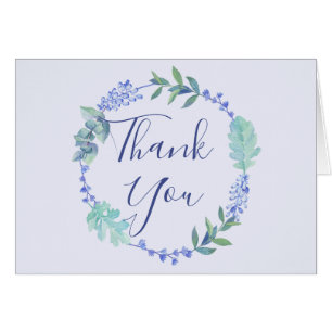 Purple Spring Floral Wreath Thank You Card