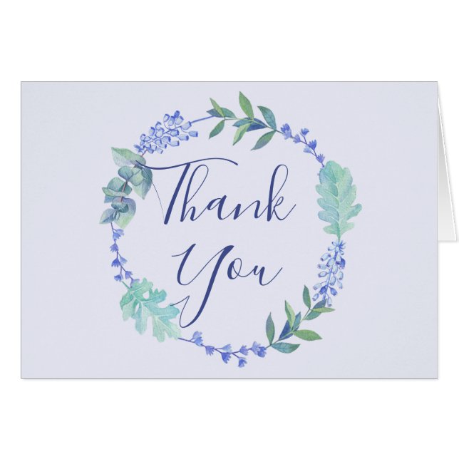 Purple Spring Floral Wreath Thank You Card (Front Horizontal)