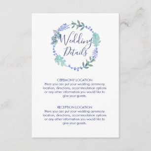 Purple Spring Floral Wreath Wedding Information Enclosure Card