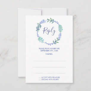 Purple Spring Floral Wreath Wedding Reply Cards