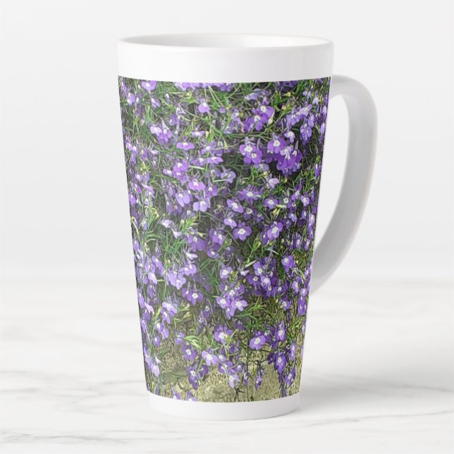 Purple Spring Flowers Latte Mug (Right Angle)