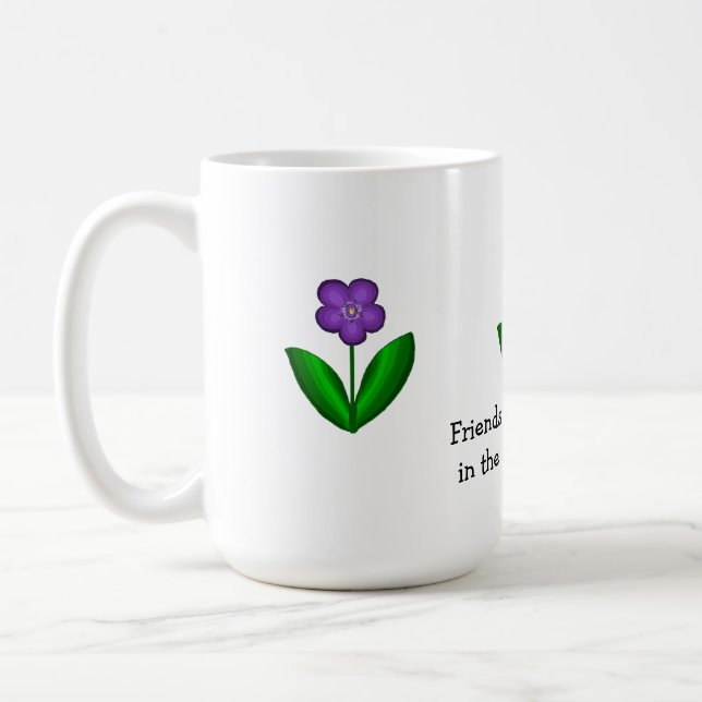 Purple Spring Flowers with Friendship Message Coffee Mug (Left)