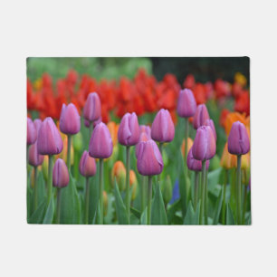 Purple spring tulips doormat