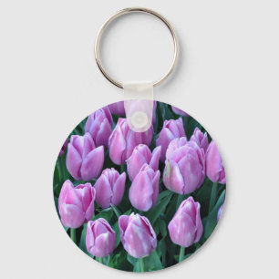 Purple spring tulips key ring