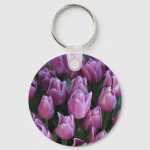 Purple spring tulips key ring