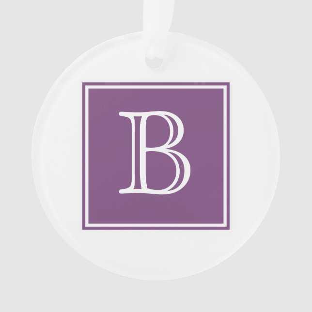 Purple Square Monogram Acrylic Ornament (Front)