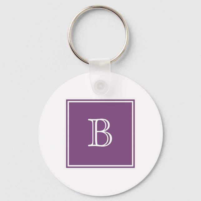 Purple Square Monogram Basic Keychain (Front)