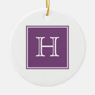 Purple Square Monogram Ornament