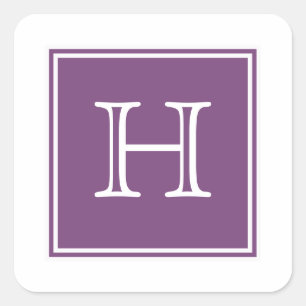 Purple Square Monogram Stickers