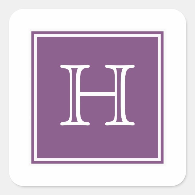 Purple Square Monogram Stickers (Front)