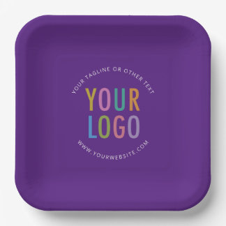 Purple Square Paper Plates Custom Logo Printed