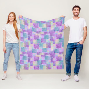 Purple Squares Abstract Fleece Blanket