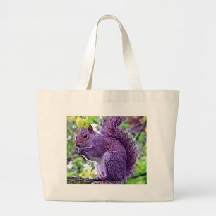 Purple Squirrel Large Tote Bag