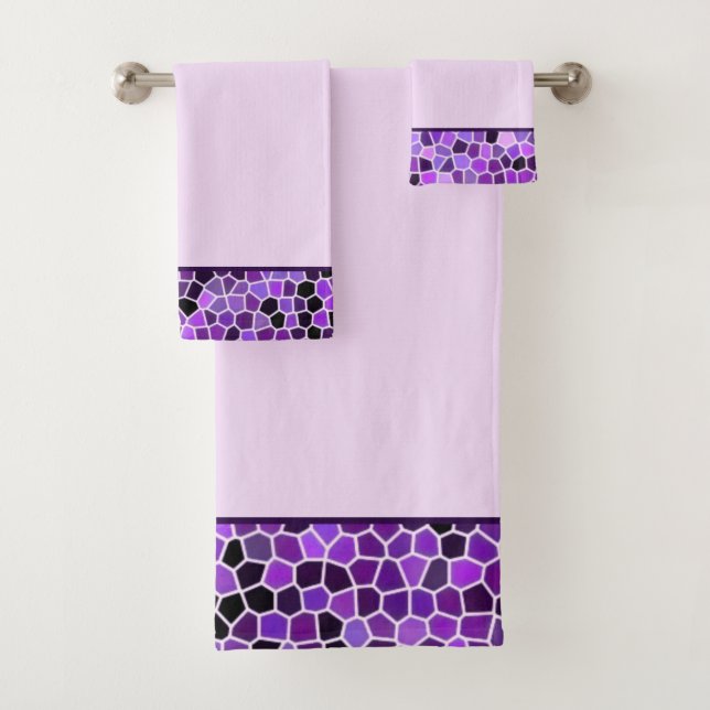 Purple stained glass bath towel set (Insitu)