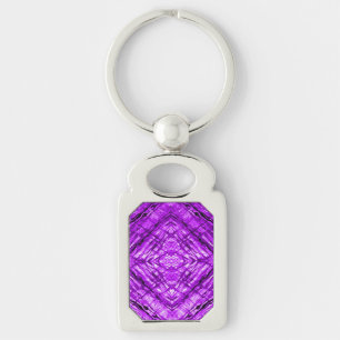 Purple Stained Glass kaleidoscope Texture Key Ring