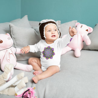 PURPLE STAINED GLASS MANDALA BABY T-Shirt Bodysuit