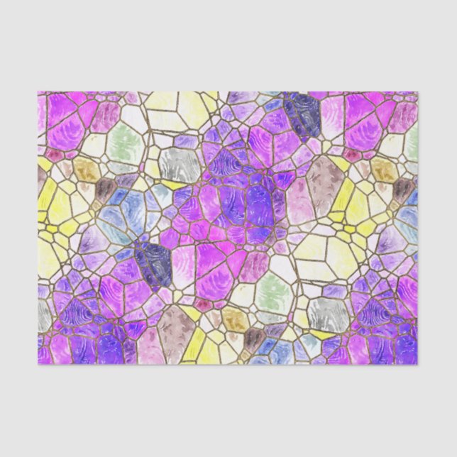 Purple Stained Glass Mosaic Decoupage Tissue Paper (Front)