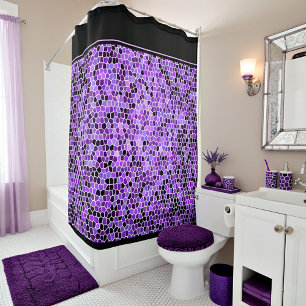 Purple stained glass shower curtain