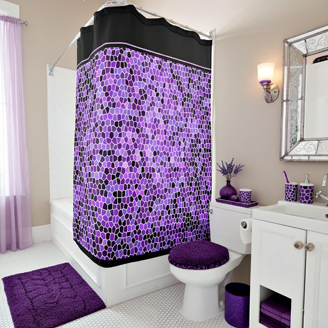 Purple stained glass shower curtain (Creator Uploaded)