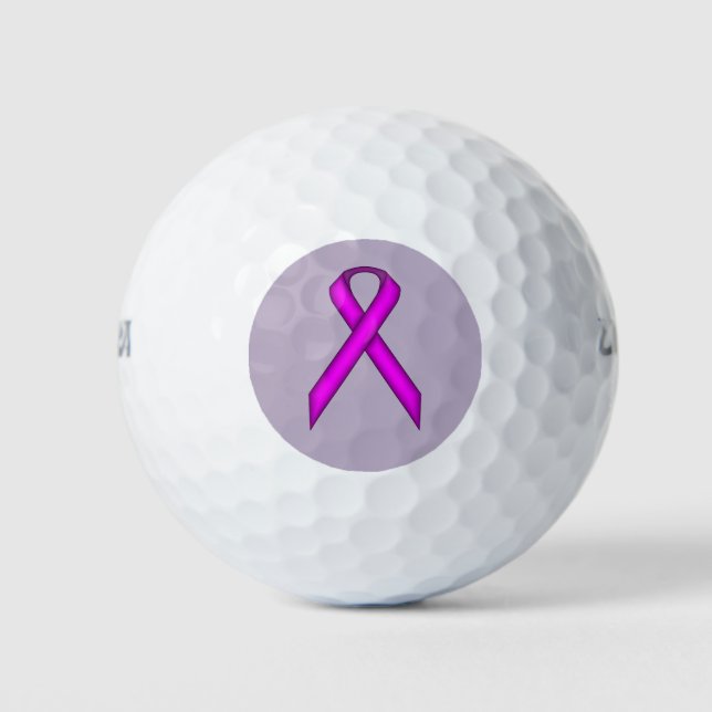 Purple Standard Ribbon by Kenneth Yoncich Golf Balls (Front)