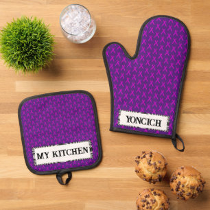 Purple Standard Ribbon by Kenneth Yoncich Oven Mitt & Pot Holder Set