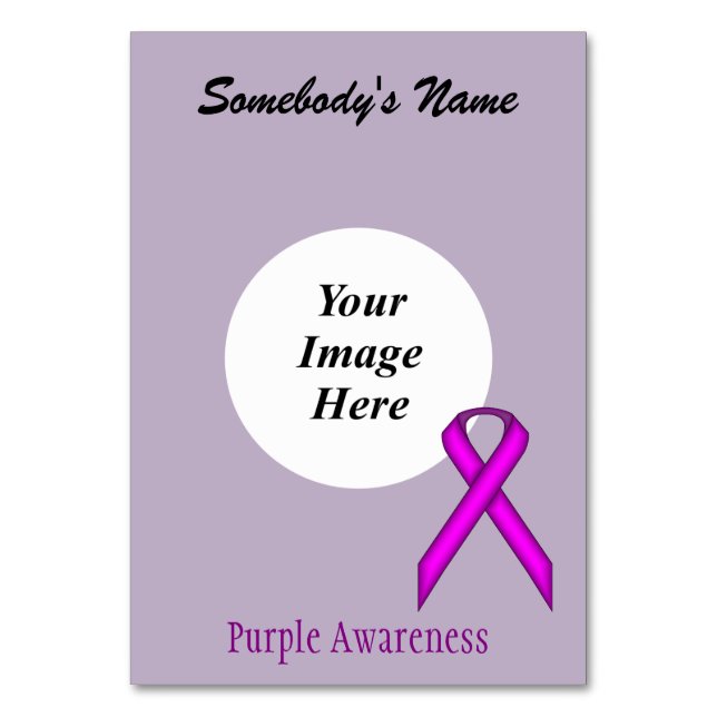 Purple Standard Ribbon Template by Kenneth Yoncich Table Number (Front)