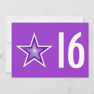 Purple Star '16' birthday invitation purple