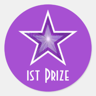 Purple Star '1st Prize' round sticker purple
