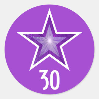 Purple Star "30" age round sticker purple