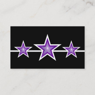 Purple Star 3 stars business card black