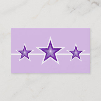 Purple Star 3 stars business card pale purple