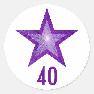 Purple Star "40" age round sticker white
