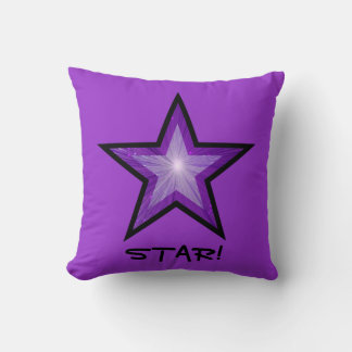Purple Star black throw pillow square purple