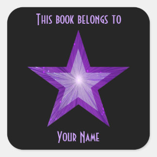 Purple Star bookplate sticker black
